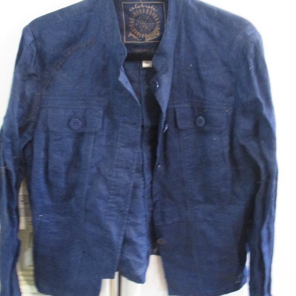 Coldwater Creek Jackets & Blazers - COLDWATER Creek 100% Linen Navy Blue Lightweight Women’s Size 12 m